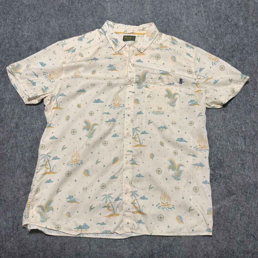 Marsh Wear Mens Hagood Shirt Size 2XL Coastal Artwork Short Sleeve Button Up